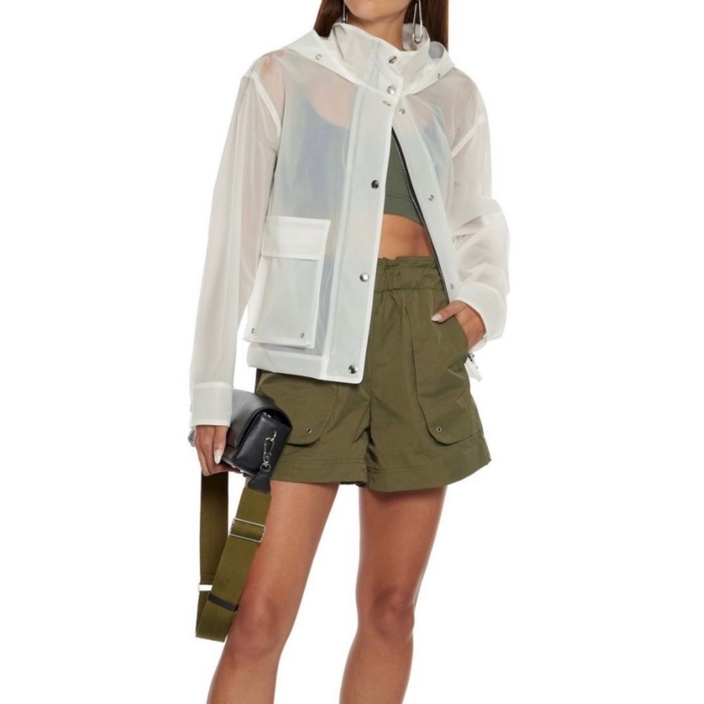 Helmut Lang Paperbag Cargo Shorts Women Small Olive Green Utility High Rise NEW